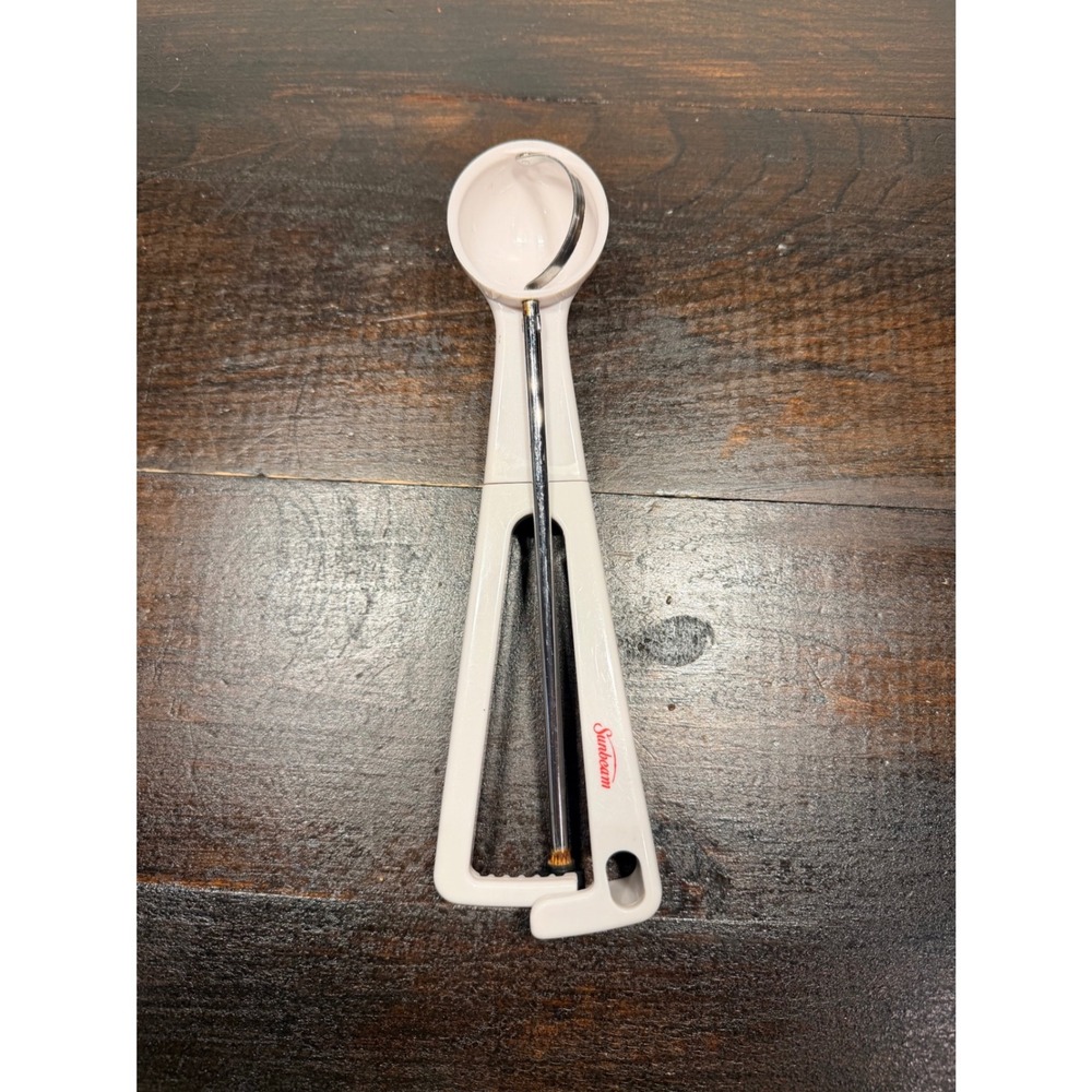 Vintage Sunbeam‎ White Plastic Cookie Dough Scoop Mechanical Thumb Trigger